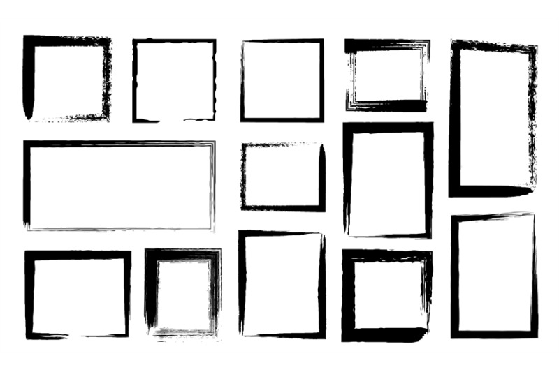 grunge-frames-dirty-borders-with-black-paint-brush-strokes-ink-recta