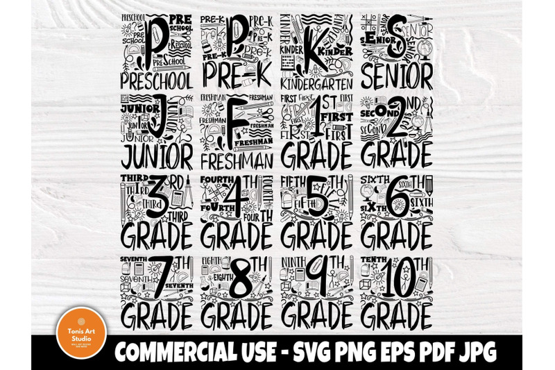 Download School SVG Bundle, Kindergarten, Preschool, Pre k By TonisArtStudio | TheHungryJPEG.com