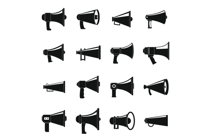 megaphone-loud-speaker-icons-set-simple-style