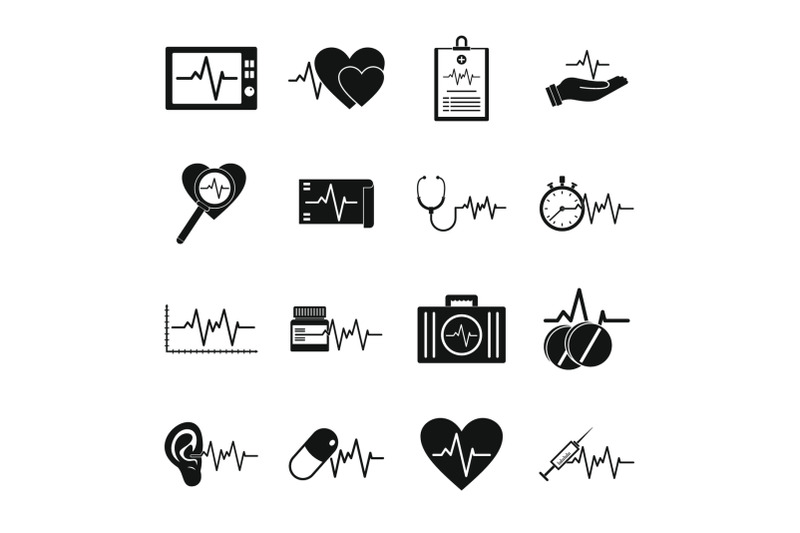 heart-pulse-beat-icons-set-simple-style