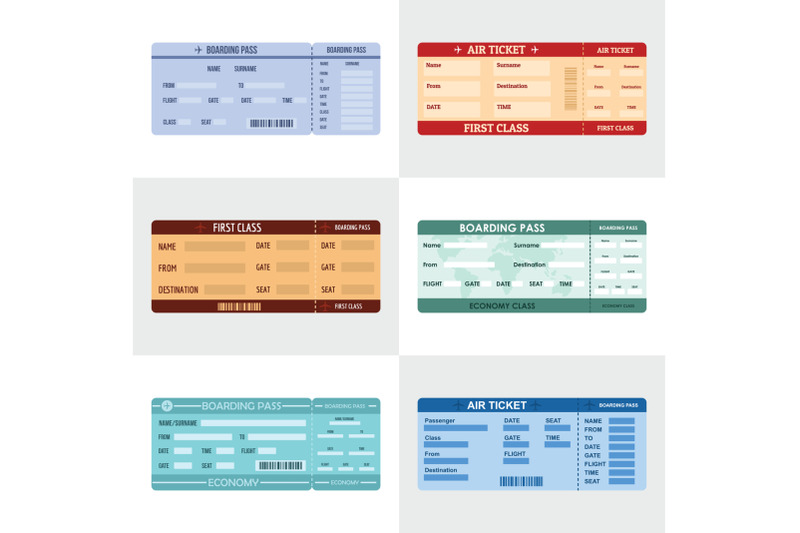 ticket-airline-banner-horizontal-set-flat-style