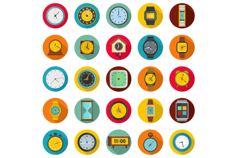 time-and-clock-icons-set-flat-style