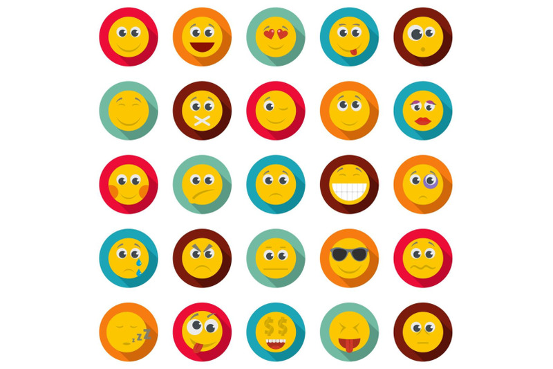 smile-icon-set-flat-style