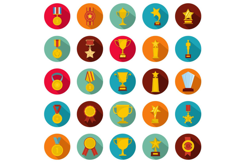 medal-award-icon-set-flat-style