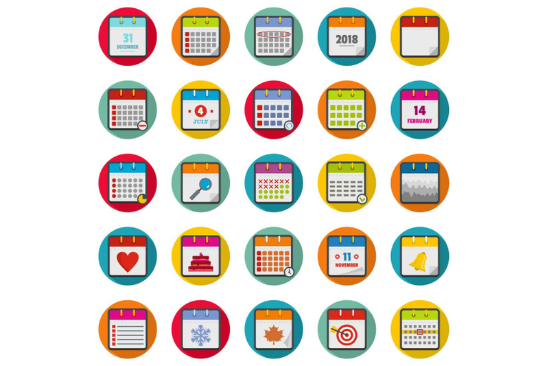 calendar-icons-set-flat-style