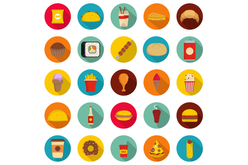 fast-food-icons-set-flat-style