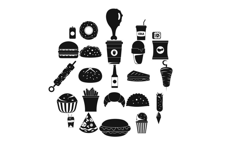 fast-food-icons-set-simple-style