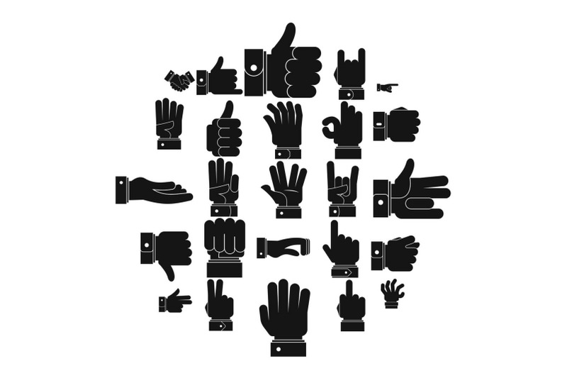 gesture-icons-set-simple-style