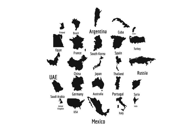 country-map-icon-set-simple-style