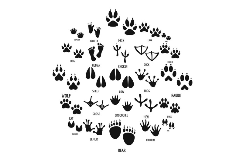 animal-footprint-icons-set-simple-style