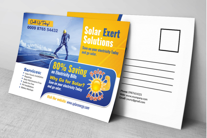 solar-panel-solution-postcard-template