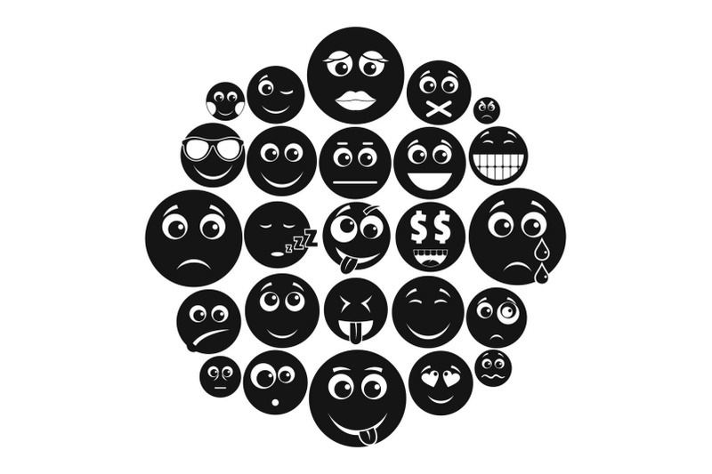 smile-icon-set-simple-style
