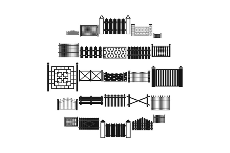 fence-icons-set-simple-style