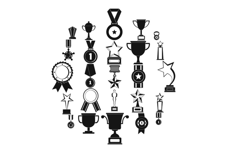 medal-award-icon-set-simple-style