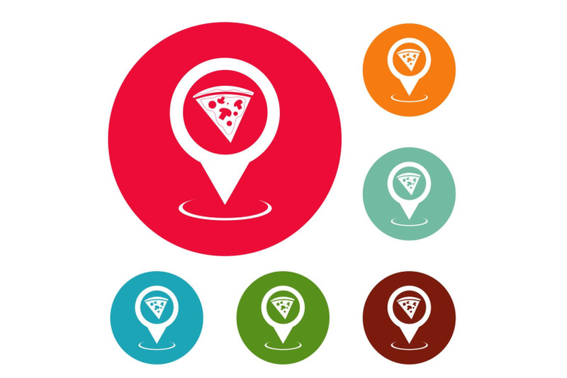 pizza-map-pointer-icons-circle-set-vector