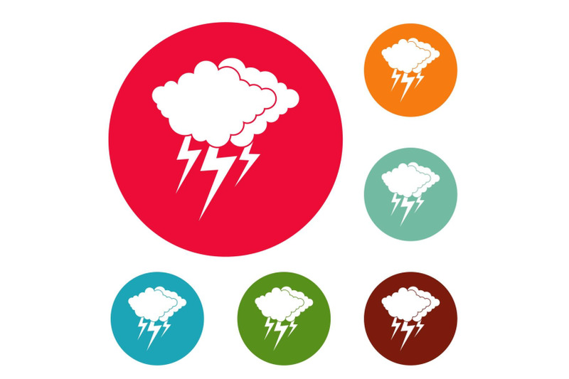 cloud-thunder-flash-icons-circle-set-vector