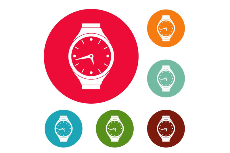 wristwatch-round-icons-circle-set-vector