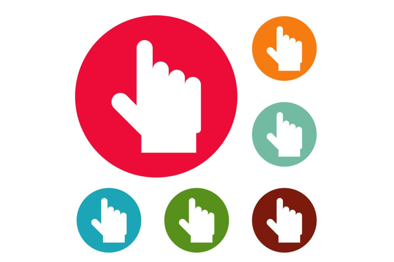 hand-cursor-website-icons-circle-set-vector