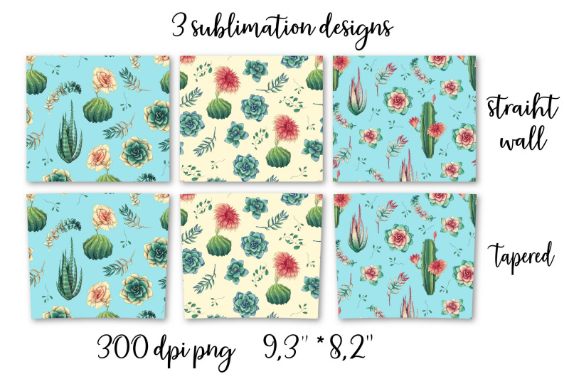 cacti-and-succulents-sublimation-design-skinny-tumbler-wrap-design
