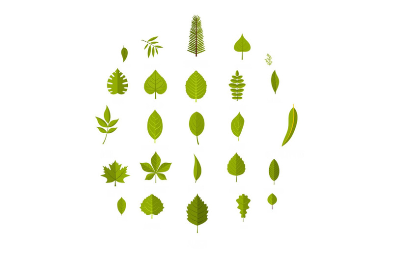 leaf-icons-set-flat-style