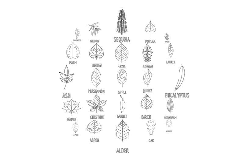 leaf-icons-set-outline-style