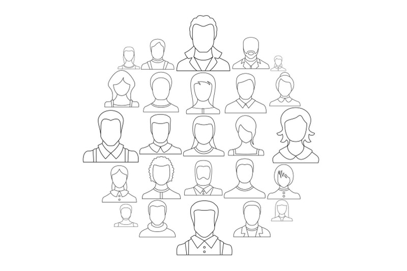 avatar-user-icon-set-outline-style