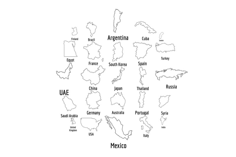 map-country-icon-set-outline-style