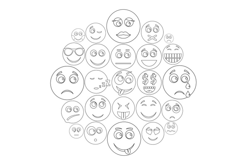 smile-icon-set-outline-style