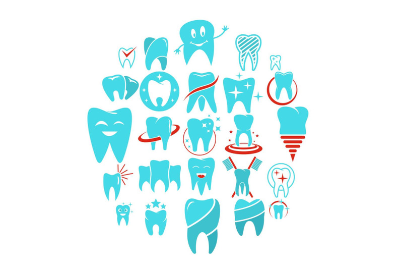 tooth-dental-care-logo-icons-set-flat-style