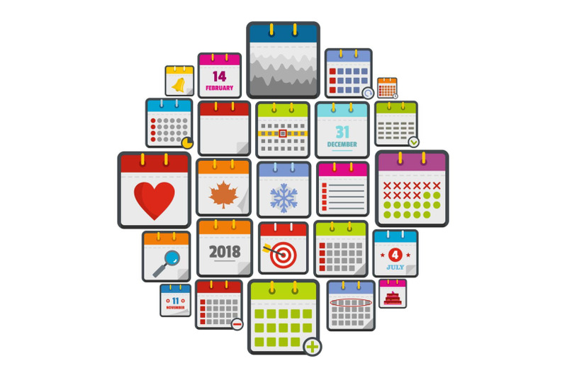 calendar-icons-set-flat-style