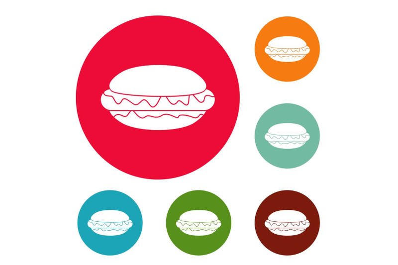 hot-dog-icons-circle-set-vector