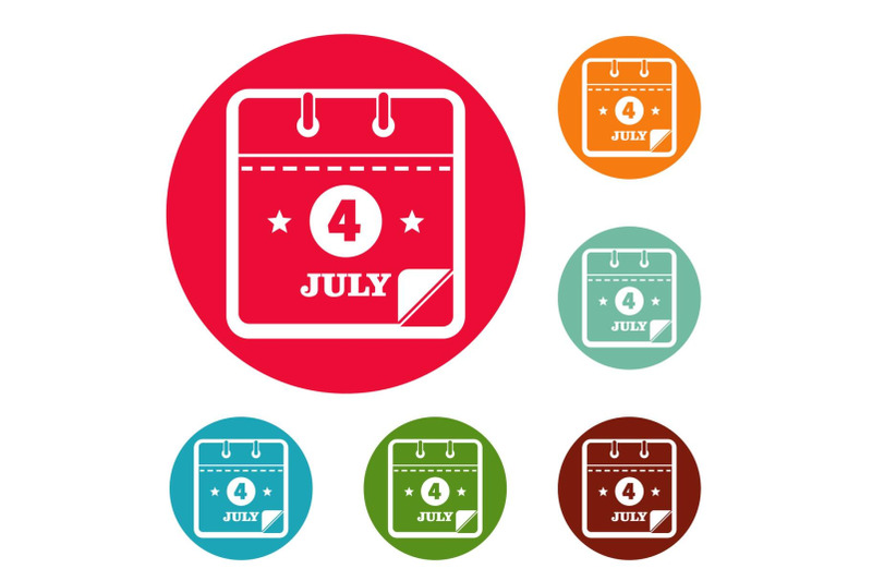 calendar-fourth-july-icons-circle-set-vector
