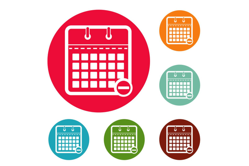 calendar-page-icons-circle-set-vector