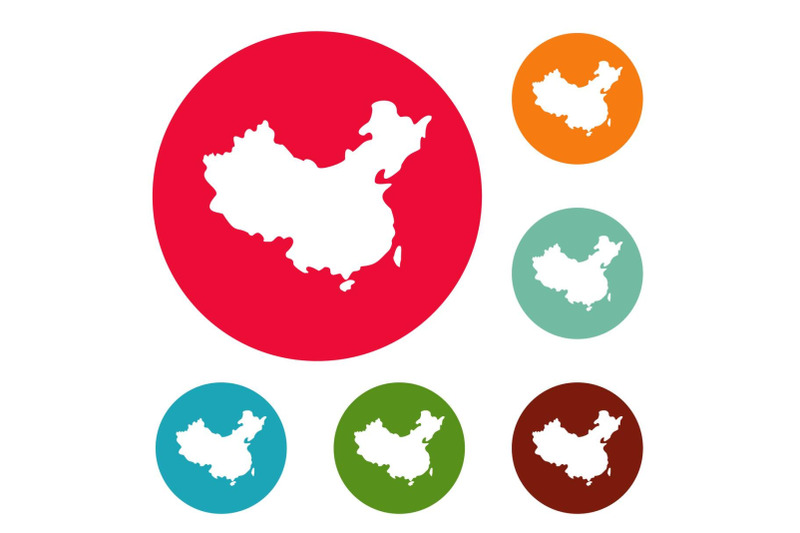 china-map-icons-circle-set-vector