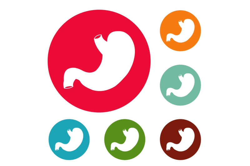 stomach-icons-circle-set-vector