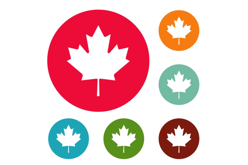 canada-maple-leaf-icons-circle-set-vector