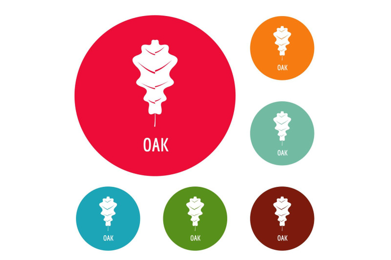 oak-leaf-icons-circle-set-vector