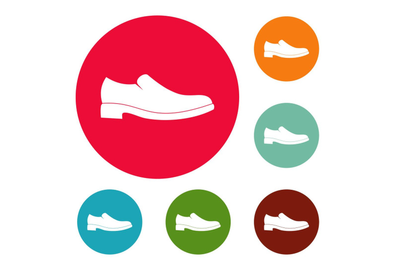 men-shoe-icons-circle-set-vector