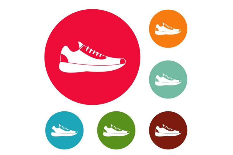 sneakers-icons-circle-set-vector