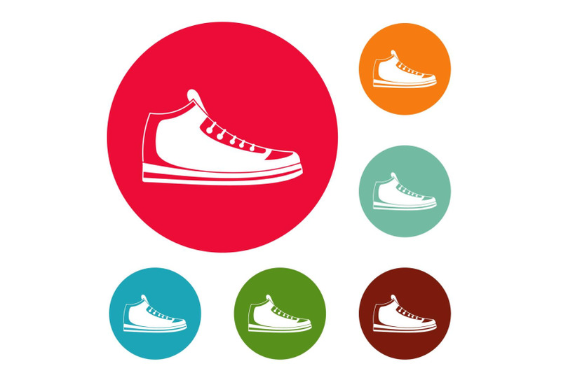 sneakers-icons-circle-set-vector