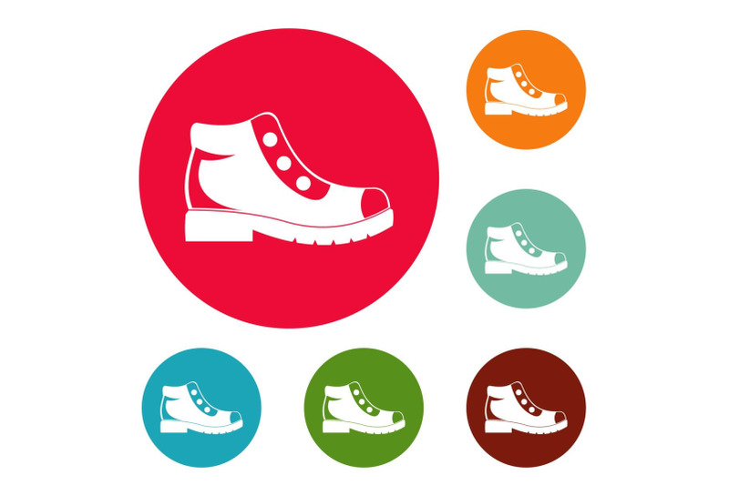 hiking-boots-icons-circle-set-vector