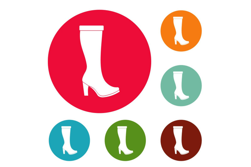 woman-boots-icons-circle-set-vector