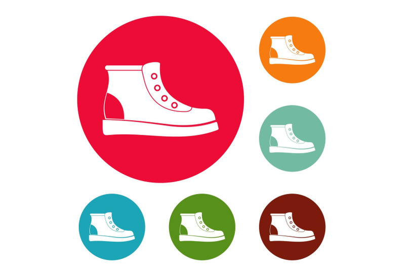 hiking-boots-icons-circle-set-vector