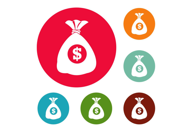 bag-money-icons-circle-set-vector