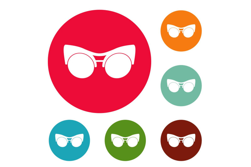 black-eyeglasses-icons-circle-set-vector