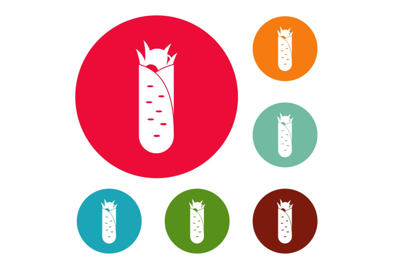 shawarma-icons-circle-set-vector