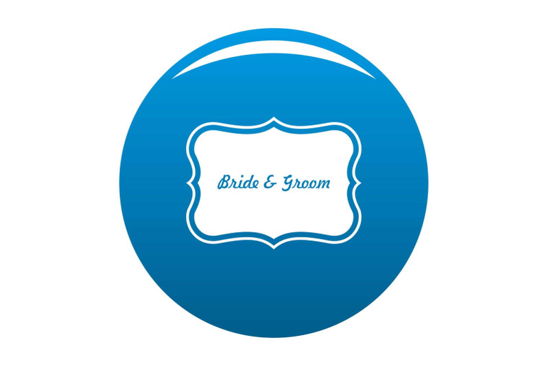 just-married-label-icon-blue-vector