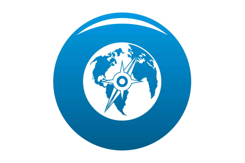 compass-on-earth-icon-blue-vector