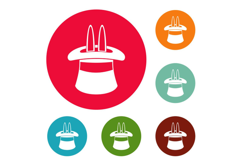 hat-with-a-rabbit-ear-icons-circle-set-vector