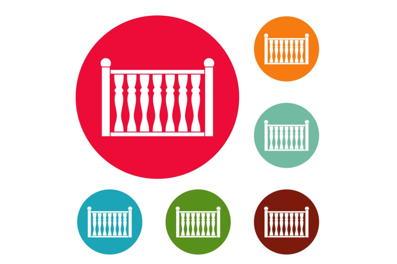 fence-with-column-icons-circle-set-vector